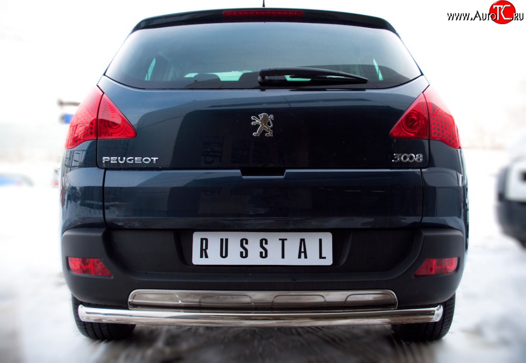 11 699 р. Защита заднего бампера (Ø63 мм, нержавейка) SLITKOFF  Peugeot 3008 (2009-2013) дорестайлинг  с доставкой в г. Нижний Новгород