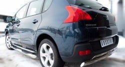 Защита заднего бампера (Ø75х42 мм, нержавейка) Russtal Peugeot 3008 рестайлинг (2013-2017)