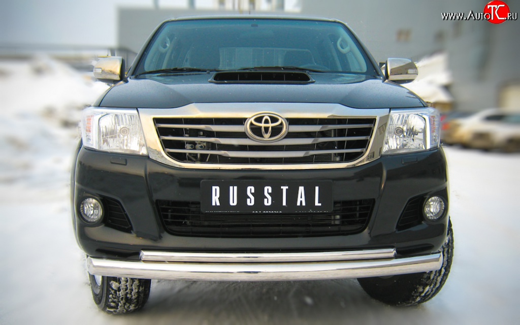 12 499 р. Защита переднего бампера (2 трубыØ76 и 42 мм, нержавейка) Russtal Toyota Hilux AN20,AN30  2-ой рестайлинг (2011-2016)  с доставкой в г. Нижний Новгород