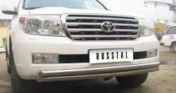 23 999 р. Защита переднего бампера (2 трубыØ63 мм, нержавейка) SLITKOFF  Toyota Land Cruiser  200 (2007-2012) дорестайлинг  с доставкой в г. Нижний Новгород. Увеличить фотографию 1