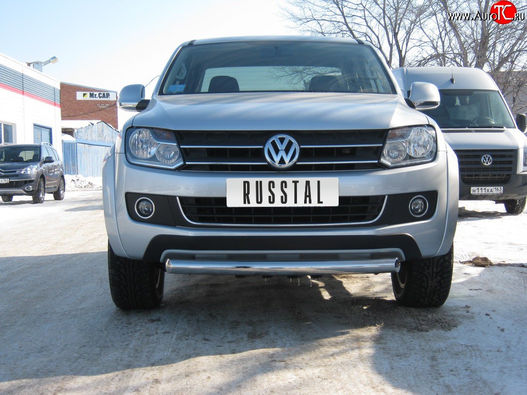 11 099 р. Одинарная защита переднего бампера Russtal диаметром 76 мм Volkswagen Amarok дорестайлинг (2009-2016)  с доставкой в г. Нижний Новгород