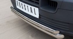 Защита переднего бампера (2 трубыØ63 и 42 мм, нержавейка) Russtal Volkswagen Transporter T5 дорестайлинг (2003-2009)