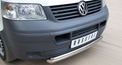 13 699 р. Защита переднего бампера (2 трубыØ63 и 42 мм, нержавейка) Russtal Volkswagen Transporter T5 дорестайлинг (2003-2009)  с доставкой в г. Нижний Новгород. Увеличить фотографию 2