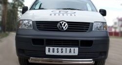 13 699 р. Защита переднего бампера (2 трубыØ63 и 42 мм, нержавейка) Russtal Volkswagen Transporter T5 дорестайлинг (2003-2009)  с доставкой в г. Нижний Новгород. Увеличить фотографию 3