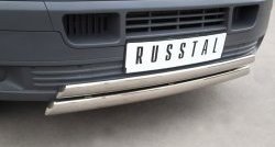 22 299 р. Защита переднего бампера (2 трубыØ75х42 мм, нержавейка) Russtal Volkswagen Transporter T5 дорестайлинг (2003-2009)  с доставкой в г. Нижний Новгород. Увеличить фотографию 2