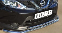 14 799 р. Защита переднего бампера (2 трубыØ63 и 42 мм, нержавейка) SLITKOFF  Nissan Qashqai  2 (2013-2019) J11 дорестайлинг  с доставкой в г. Нижний Новгород. Увеличить фотографию 2