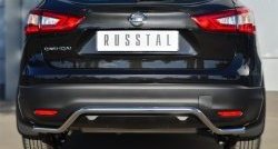 Защита заднего бампера (Ø42 мм волна, нержавейка) SLITKOFF Nissan (Нисан) Qashqai (Кашкай)  2 (2013-2019) 2 J11 дорестайлинг