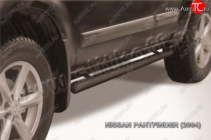 10 599 р. Защита порогов Slitkoff  Nissan Pathfinder  R51 (2009-2014) рестайлинг (Цвет: серебристый)  с доставкой в г. Нижний Новгород