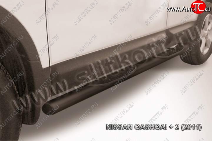 10 249 р. Защита порогов Slitkoff  Nissan Qashqai +2  1 (2010-2014) J10 рестайлинг (Цвет: серебристый)  с доставкой в г. Нижний Новгород