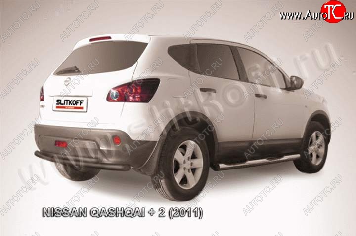 11 449 р. Защита задняя Slitkoff Nissan Qashqai +2 1 J10 рестайлинг (2010-2014) (Цвет: серебристый)  с доставкой в г. Нижний Новгород