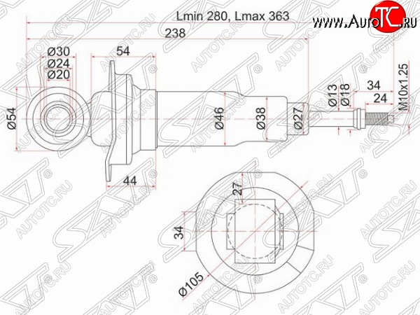 2 199 р. Правый амортизатор задний SAT  Nissan AD  Y11 - Wingroad  2 Y11  с доставкой в г. Нижний Новгород