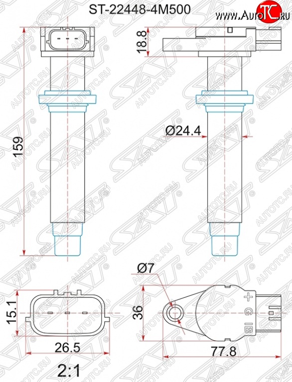 1 369 р. Катушка зажигания SAT  Nissan Almera  N16 - Tino  с доставкой в г. Нижний Новгород