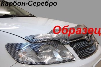 2 659 р. Дефлектор капота CA-Plastiс  Nissan Almera  G15 (2012-2019) седан (Шелкография карбон-серебро)  с доставкой в г. Нижний Новгород. Увеличить фотографию 2