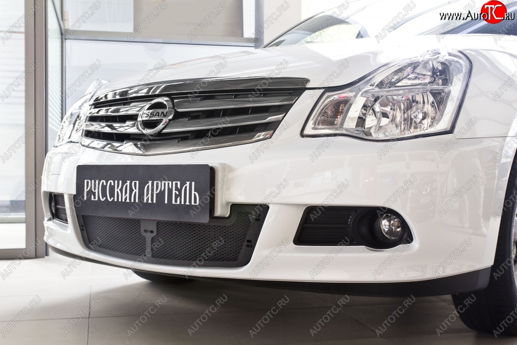 1 799 р. Защитная сетка решетки переднего бампера РА Nissan Almera G15 седан (2012-2019)  с доставкой в г. Нижний Новгород