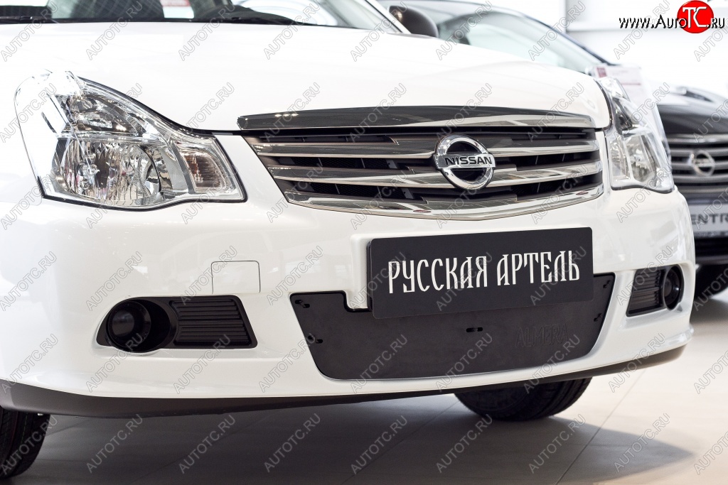 859 р. Зимняя заглушка решетки переднего бампера РА  Nissan Almera  G15 (2012-2019) седан  с доставкой в г. Нижний Новгород