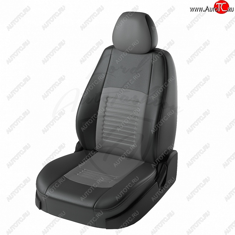 7 999 р. Чехлы для сидений Lord Autofashion Турин (экокожа) Nissan Almera G15 седан (2012-2019) (Черный, вставка серая)  с доставкой в г. Нижний Новгород