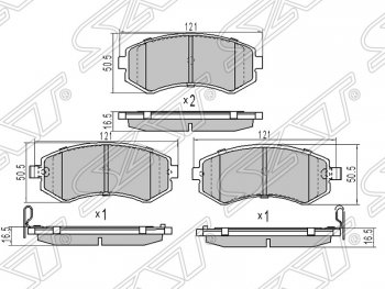 Колодки тормозные SAT (передние/задние) Nissan (Нисан) Patrol (Патрол)  5 (1997-2010) 5 Y61 дорестайлинг, Y61 1-ый рестайлинг, Y61 2-ой рестайлинг