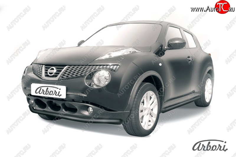 5 939 р. Защита переднего бампера 2WD Arbori (черная, 1 труба d57 mm). Nissan Juke 1 YF15 рестайлинг (2014-2020)  с доставкой в г. Нижний Новгород