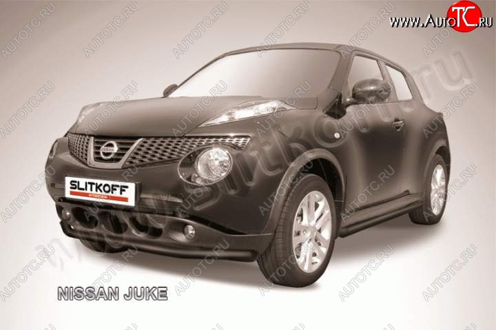 6 999 р. Защита переднего бампера из трубы d57 Slitkoff Nissan Juke 1 YF15 рестайлинг (2014-2020) (Цвет: серебристый)  с доставкой в г. Нижний Новгород