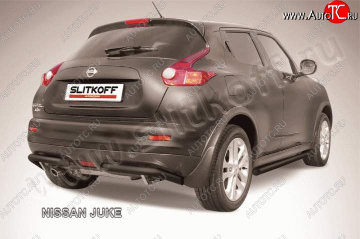 8 299 р. Защита заднего бампера из труб d57 Slitkoff (уголки, 57, 2WD) Nissan Juke 1 YF15 дорестайлинг (2010-2014) (Цвет: серебристый)  с доставкой в г. Нижний Новгород