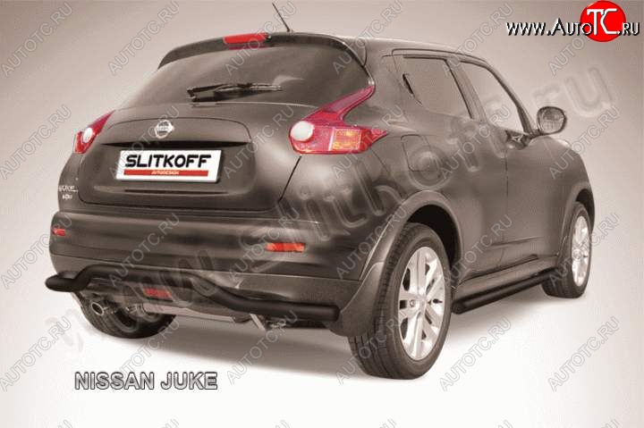 8 949 р. Защита заднего бампера из трубы d57 Slitkoff (волна) Nissan Juke 1 YF15 дорестайлинг (2010-2014) (Цвет: серебристый)  с доставкой в г. Нижний Новгород