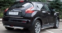 13 399 р. Защита заднего бампера (Ø63 и 42 мм, нержавейка) SLITKOFF Nissan Juke 1 YF15 дорестайлинг (2010-2014)  с доставкой в г. Нижний Новгород. Увеличить фотографию 4