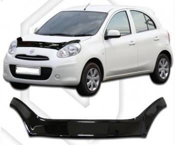 Дефлектор капота CA-Plastiс exclusive Nissan (Нисан) Micra (Микра)  K13 (2010-2013) K13 5 дв. дорестайлинг