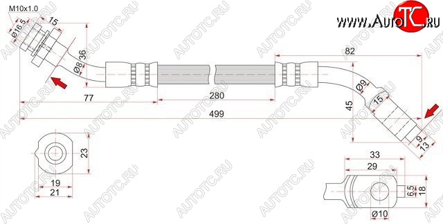 899 р. Тормозной шланг SAT (передний, левый)  Nissan Mistral - Terrano2  R20  с доставкой в г. Нижний Новгород