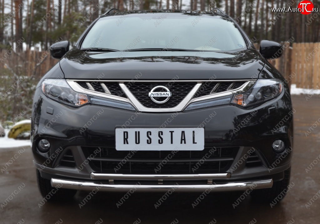 16 749 р. Защита переднего бампера (2 трубы Ø63 и 42 мм, нержавейка) SLITKOFF  Nissan Murano  2 Z51 (2010-2016) рестайлинг  с доставкой в г. Нижний Новгород