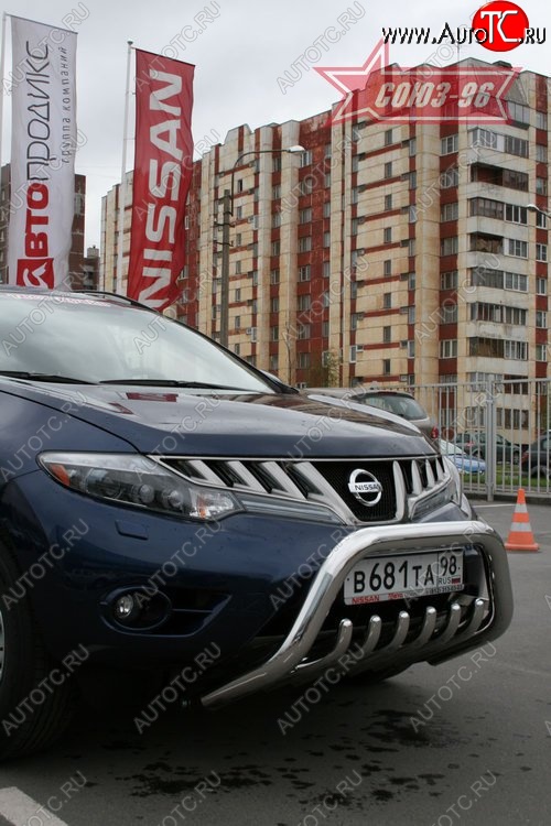 20 654 р. Защита переднего бампера Souz-96 (d76) Nissan Murano 2 Z51 дорестайлинг (2008-2011)  с доставкой в г. Нижний Новгород