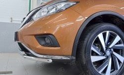 14 999 р. Защита переднего бампера (2 трубыØ42 мм, нержавейка) SLITKOFF Nissan Murano 3 Z52 дорестайлинг (2015-2022)  с доставкой в г. Нижний Новгород. Увеличить фотографию 3