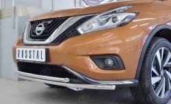 14 999 р. Защита переднего бампера (2 трубыØ42 мм, нержавейка) SLITKOFF Nissan Murano 3 Z52 дорестайлинг (2015-2022)  с доставкой в г. Нижний Новгород. Увеличить фотографию 4