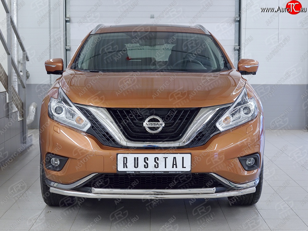 14 999 р. Защита переднего бампера (2 трубыØ42 мм, нержавейка) SLITKOFF Nissan Murano 3 Z52 дорестайлинг (2015-2022)  с доставкой в г. Нижний Новгород