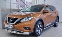 17 299 р. Защита переднего бампера (2 трубыØ63 и 42 мм, нержавейка) SLITKOFF Nissan Murano 3 Z52 дорестайлинг (2015-2022)  с доставкой в г. Нижний Новгород. Увеличить фотографию 2