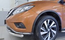 17 299 р. Защита переднего бампера (2 трубыØ63 и 42 мм, нержавейка) SLITKOFF Nissan Murano 3 Z52 дорестайлинг (2015-2022)  с доставкой в г. Нижний Новгород. Увеличить фотографию 3