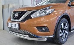 17 299 р. Защита переднего бампера (2 трубыØ63 и 42 мм, нержавейка) SLITKOFF Nissan Murano 3 Z52 дорестайлинг (2015-2022)  с доставкой в г. Нижний Новгород. Увеличить фотографию 4