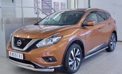 21 899 р. Защита переднего бампера (2 трубыØ63 и 75х42 мм, нержавейка) Russtal Nissan Murano 3 Z52 дорестайлинг (2015-2022)  с доставкой в г. Нижний Новгород. Увеличить фотографию 2