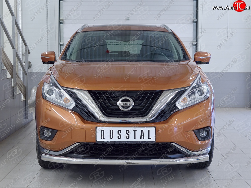 14 599 р. Защита переднего бампера (Ø63 мм, нержавейка) SLITKOFF Nissan Murano 3 Z52 дорестайлинг (2015-2022)  с доставкой в г. Нижний Новгород