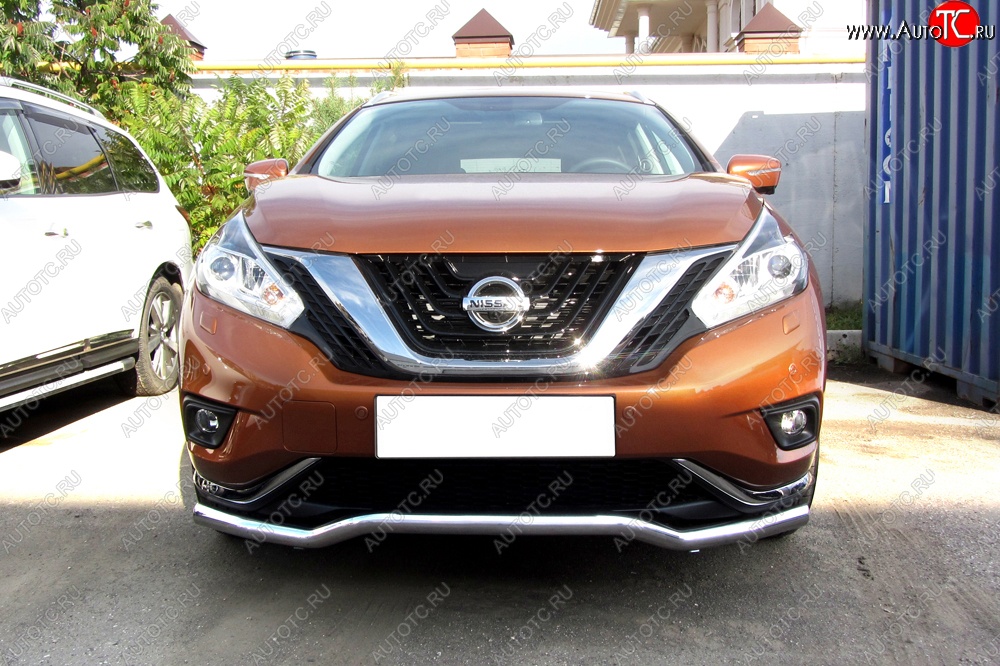 20 449 р. Защита переднего бампера из изогнутой трубы диаметром 57 мм Slitkoff Nissan Murano 3 Z52 дорестайлинг (2015-2022) (Нержавейка, Полированная)  с доставкой в г. Нижний Новгород