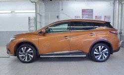 22 749 р. Порожки для ног (Ø42) SLITKOFF Nissan Murano 3 Z52 дорестайлинг (2015-2022) (лист - алюминий, профиль - нержавейка)  с доставкой в г. Нижний Новгород. Увеличить фотографию 3