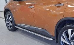 22 749 р. Порожки для ног (Ø42) SLITKOFF Nissan Murano 3 Z52 дорестайлинг (2015-2022) (лист - алюминий, профиль - нержавейка)  с доставкой в г. Нижний Новгород. Увеличить фотографию 4