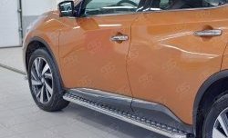 Порожки для ног (Ø42) SLITKOFF Nissan Murano 3 Z52 дорестайлинг (2015-2022)  (лист - алюминий, профиль - нержавейка)