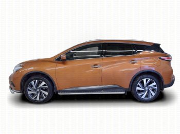 20 999 р. Широкая защита порогов с трубой диаметром 42 мм SLITKOFF v2 Nissan Murano 3 Z52 дорестайлинг (2015-2022)  с доставкой в г. Нижний Новгород. Увеличить фотографию 2