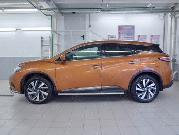 20 999 р. Широкая защита порогов с трубой диаметром 42 мм SLITKOFF v2 Nissan Murano 3 Z52 дорестайлинг (2015-2022)  с доставкой в г. Нижний Новгород. Увеличить фотографию 3