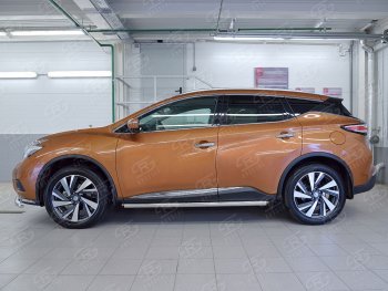 15 299 р. Защита порогов из круглой трубы диаметром 63 мм SLITKOFF v2 Nissan Murano 3 Z52 дорестайлинг (2015-2022)  с доставкой в г. Нижний Новгород. Увеличить фотографию 2