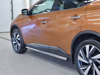 15 299 р. Защита порогов из круглой трубы диаметром 63 мм SLITKOFF v2 Nissan Murano 3 Z52 дорестайлинг (2015-2022)  с доставкой в г. Нижний Новгород. Увеличить фотографию 3