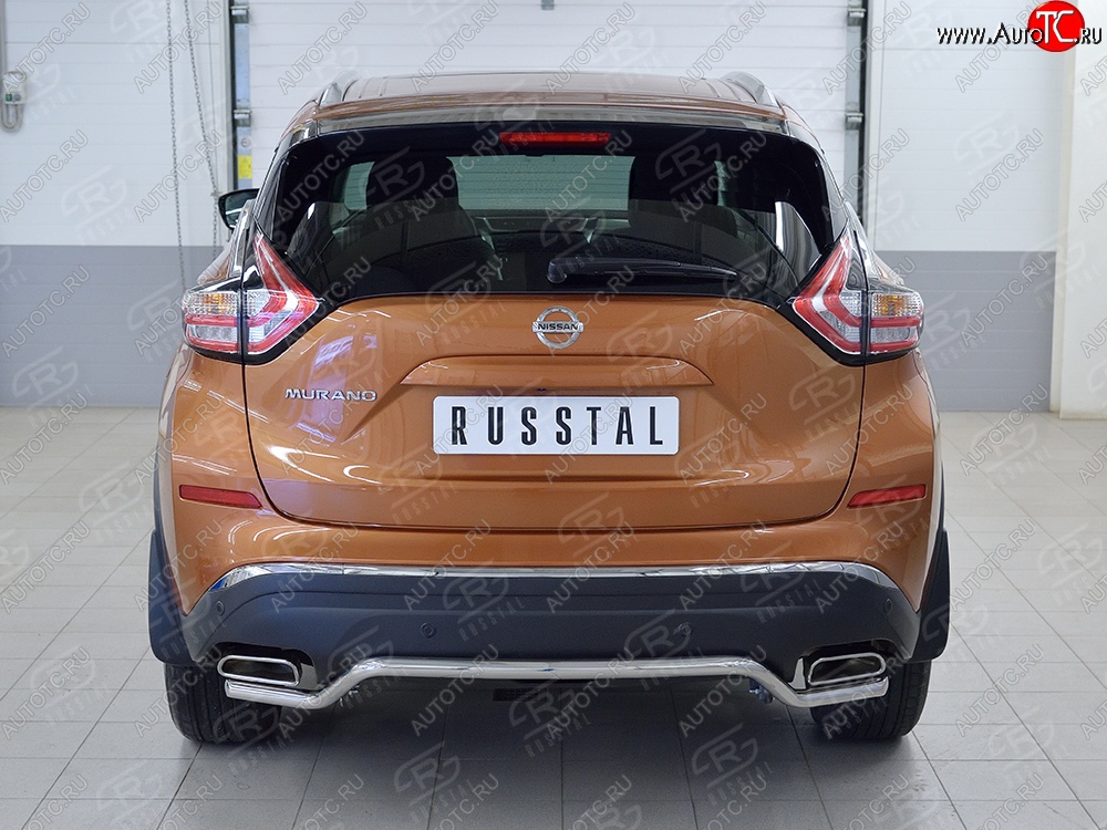 12 499 р. Защита заднего бампера (Ø42 мм волна, нержавейка) SLITKOFF Nissan Murano 3 Z52 дорестайлинг (2015-2022)  с доставкой в г. Нижний Новгород