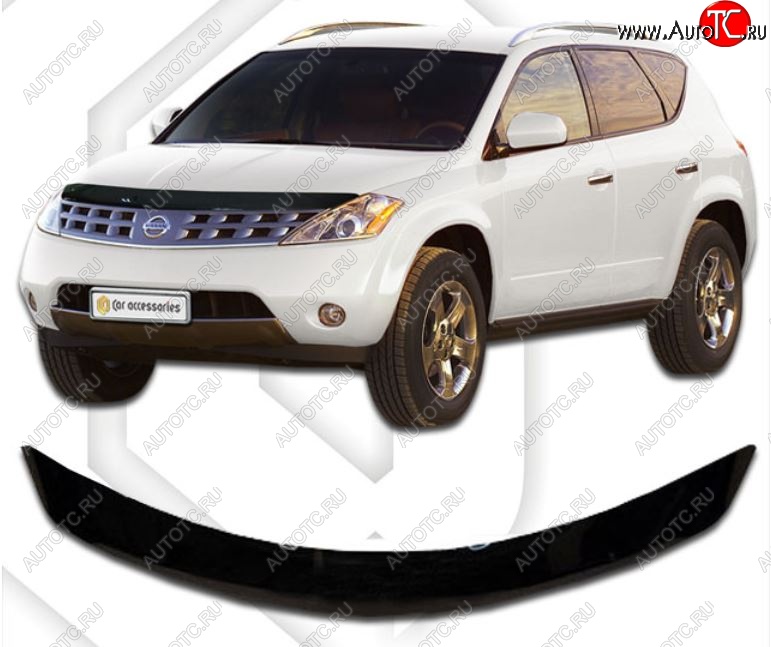 1 999 р. Дефлектор капота CA-Plastic  Nissan Murano  1 Z50 (2002-2009) (Classic черный, Без надписи)  с доставкой в г. Нижний Новгород