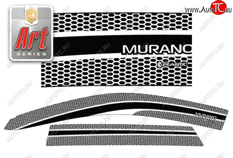 2 299 р. Дефлектора окон CA-Plastic  Nissan Murano  1 Z50 (2002-2009) (Серия Art белая, Без хром.молдинга)  с доставкой в г. Нижний Новгород