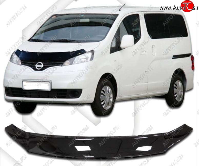 2 079 р. Дефлектор капота CA-Plastiс  Nissan NV200  Euro (2009-2025) (Classic черный, Без надписи)  с доставкой в г. Нижний Новгород